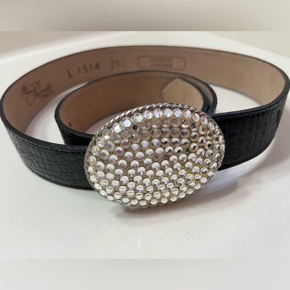 Panache Belt stylish accessory rhinestone gem buckle western classy old money S